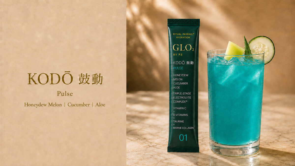 GLO₂ KODŌ, NOBORU, and KAGAYAKI editorial hero shot, three flavours